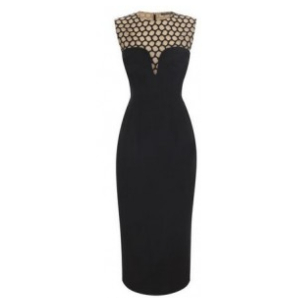 Alexander McQueen Honeycomb Illusion Black Sleeveless Dress Size 38